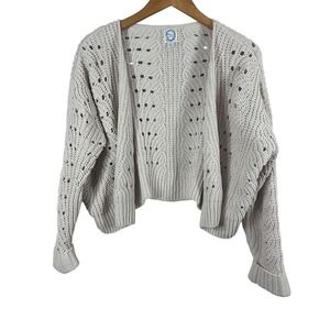 Blue Rain Women's Cardigan Ivory Soft‎ Chenille Light Chucky Open Sweater Size S